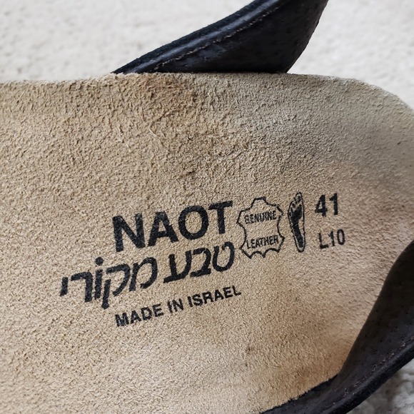 Naot Sandals Womens 41 (10 / 10.5) Casual Open Toe Wedge Slingback Black Leather - Picture 8 of 9
